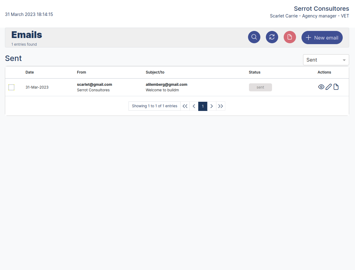 New email Form register New Lead