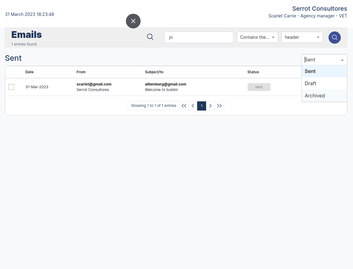 New email Form register New Lead