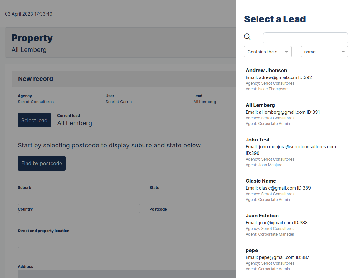 New Lead Form register New Lead