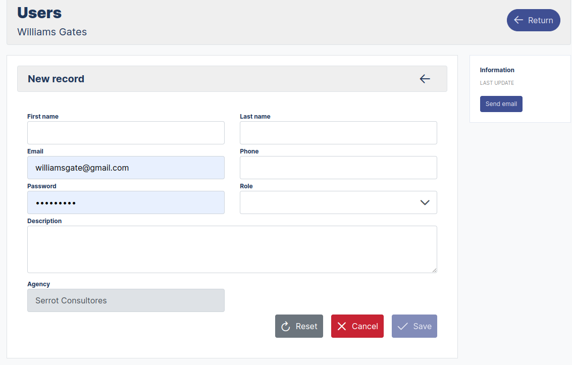 New user Form register New User