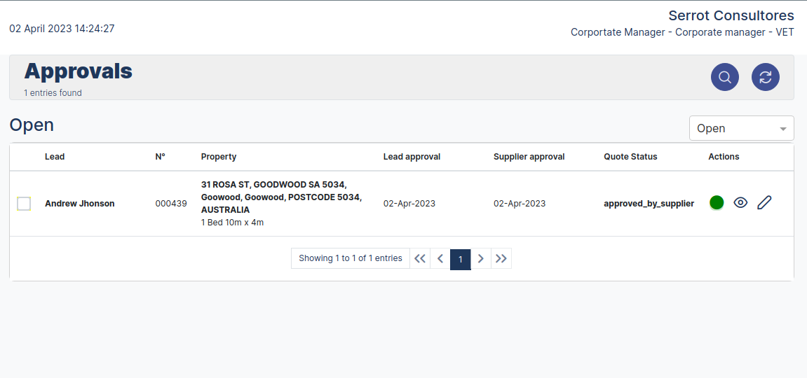 Corporate Quotes Approvals modules