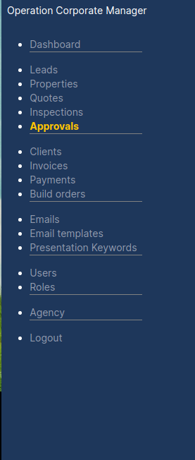 Corporate Quotes Approvals modules