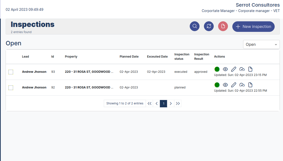 Corporate Quotes Inspection modules