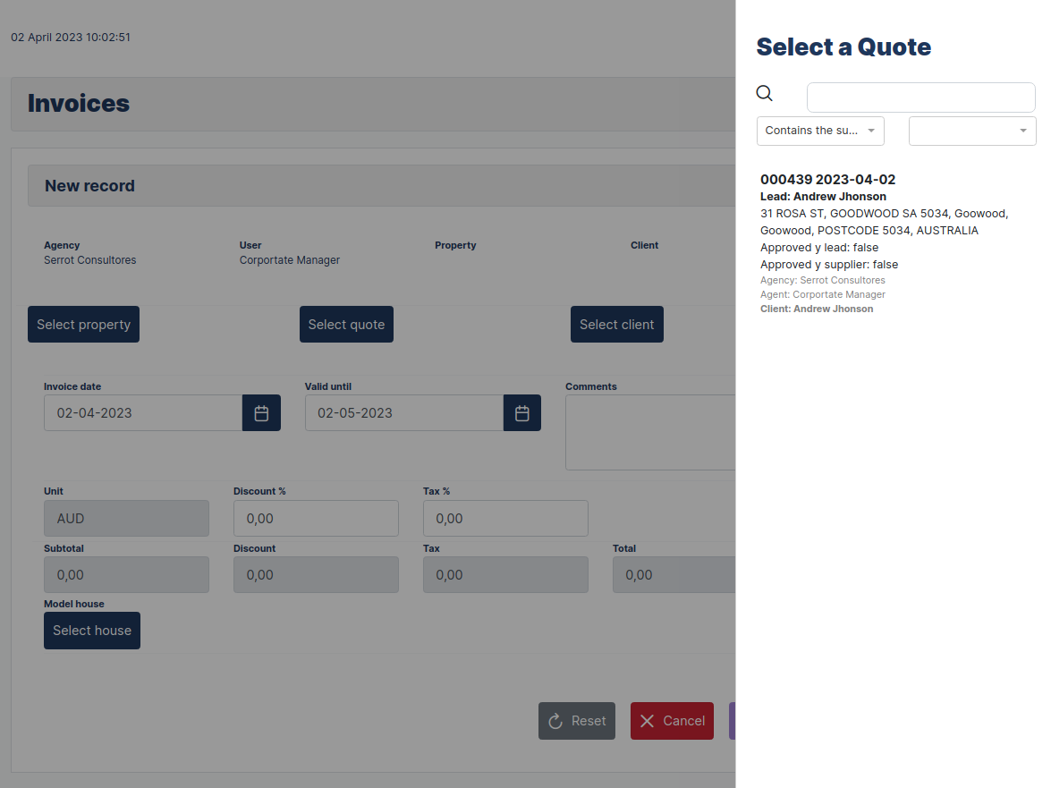 Approvals AQuotes modules