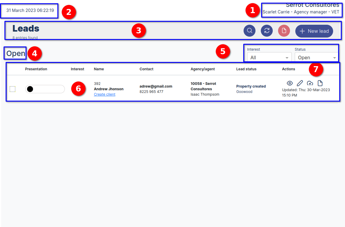 Leads Dashboard Leads Lis View