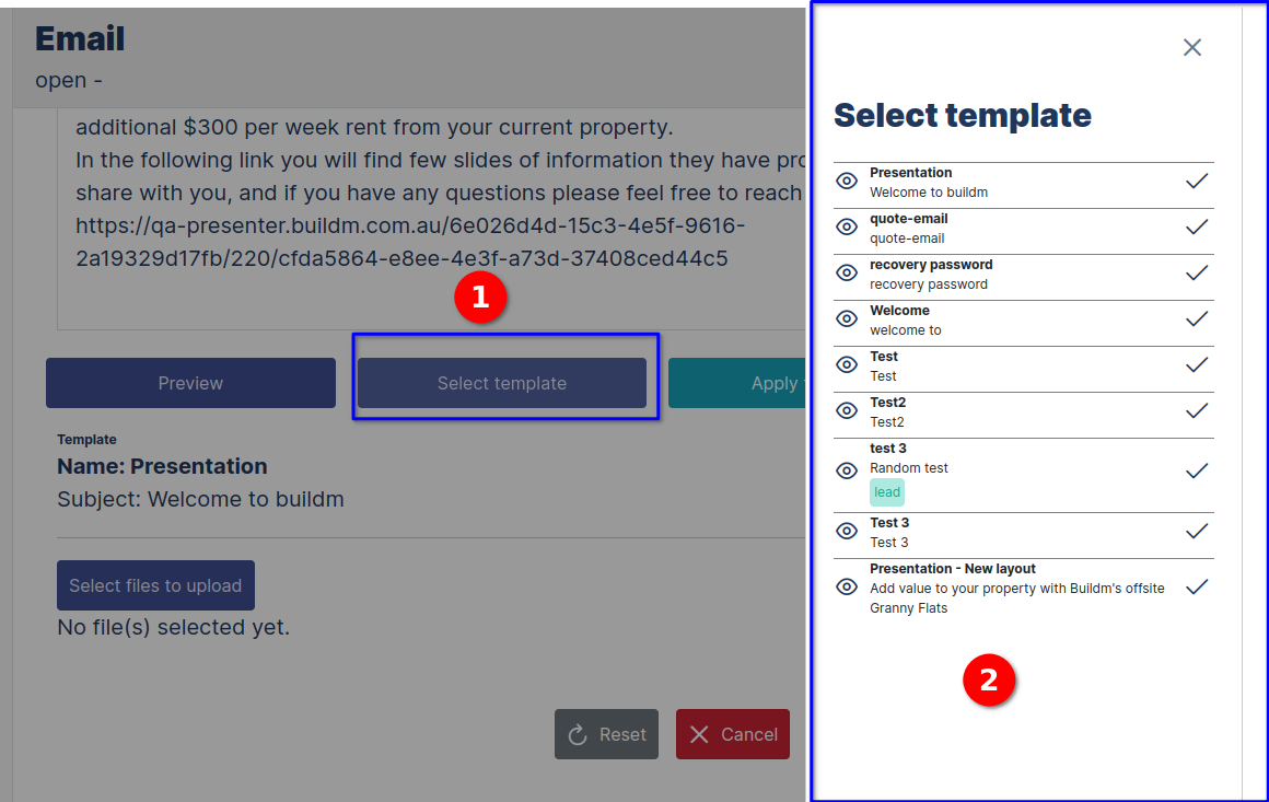 New email Form register New Lead
