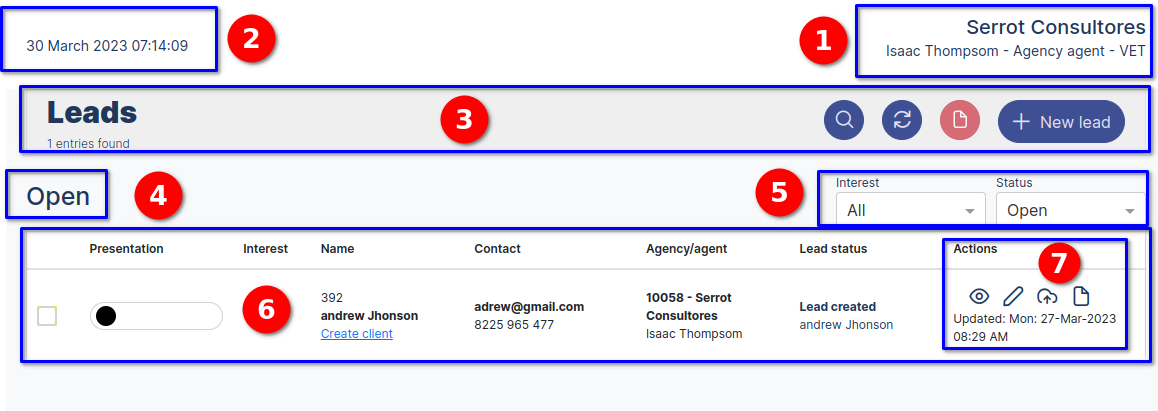 Leads Dashboard Leads Lis View