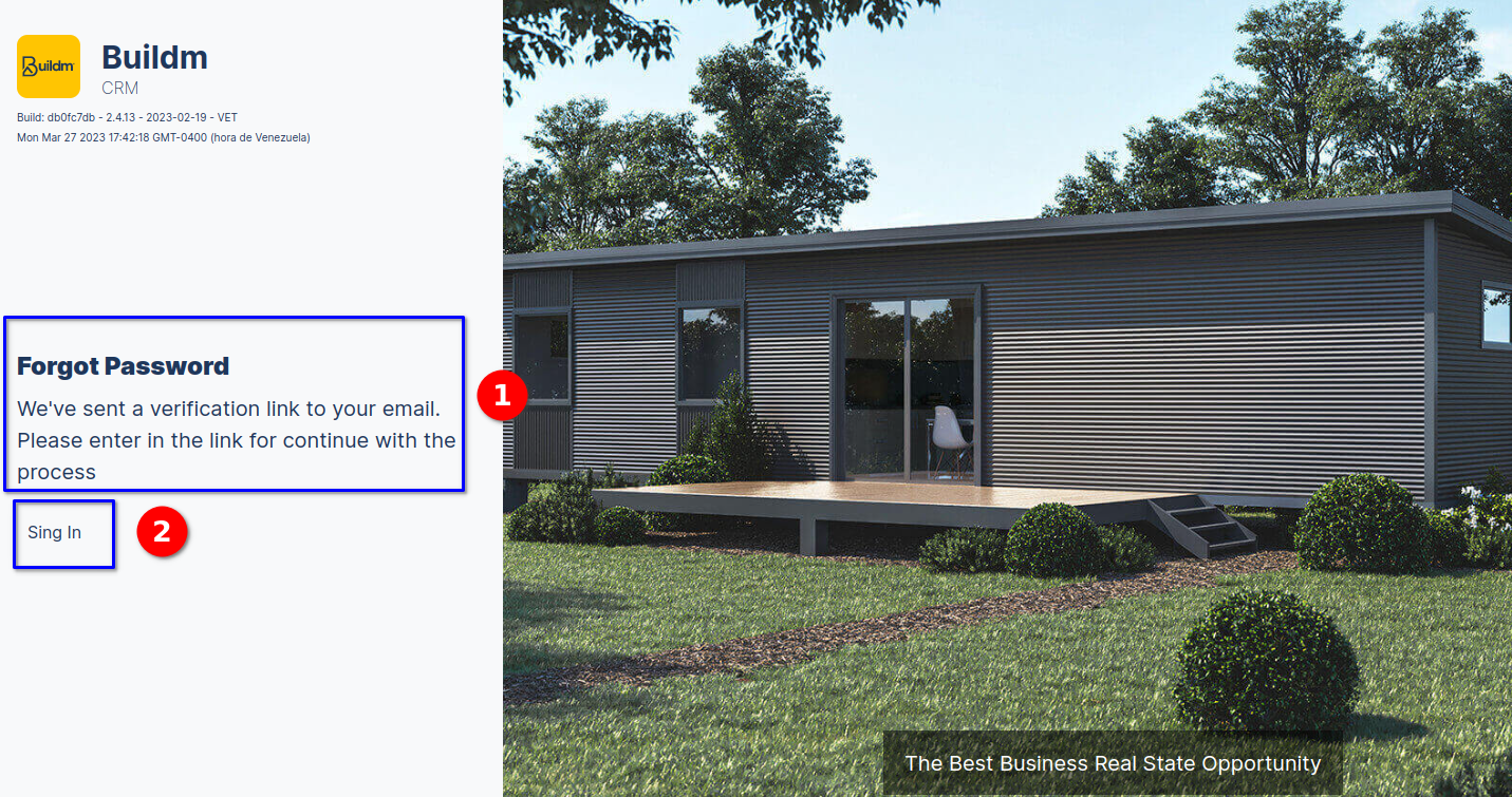 Forgot Password Module forgot message