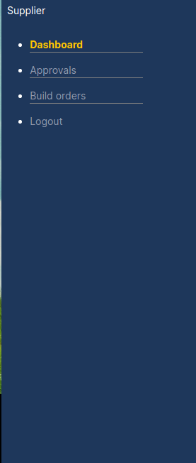 Supplier User Menu Agency Manager User Menu